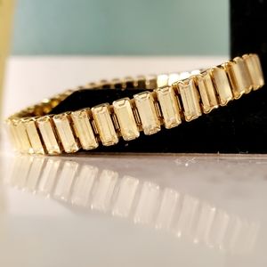 Golden Crystal on Golden Swarovski Baguette Bracelet